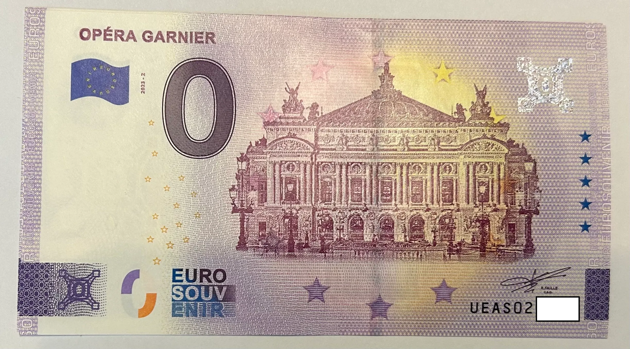 BILLETE 0 EURO FRANCIA UEAS 2023-2 OPERA GARNIER